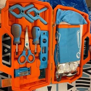 Kids truck shaped tool box with tools